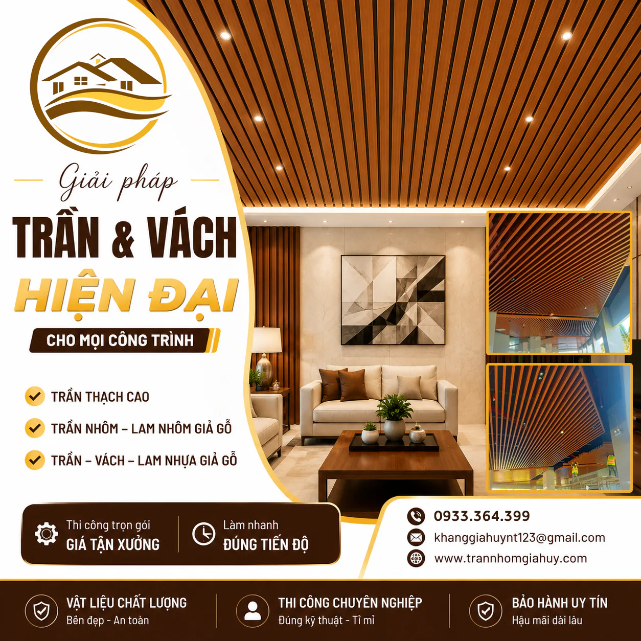 Giải pháp trần và vách hiện đại Trần Nhôm Gia Huy